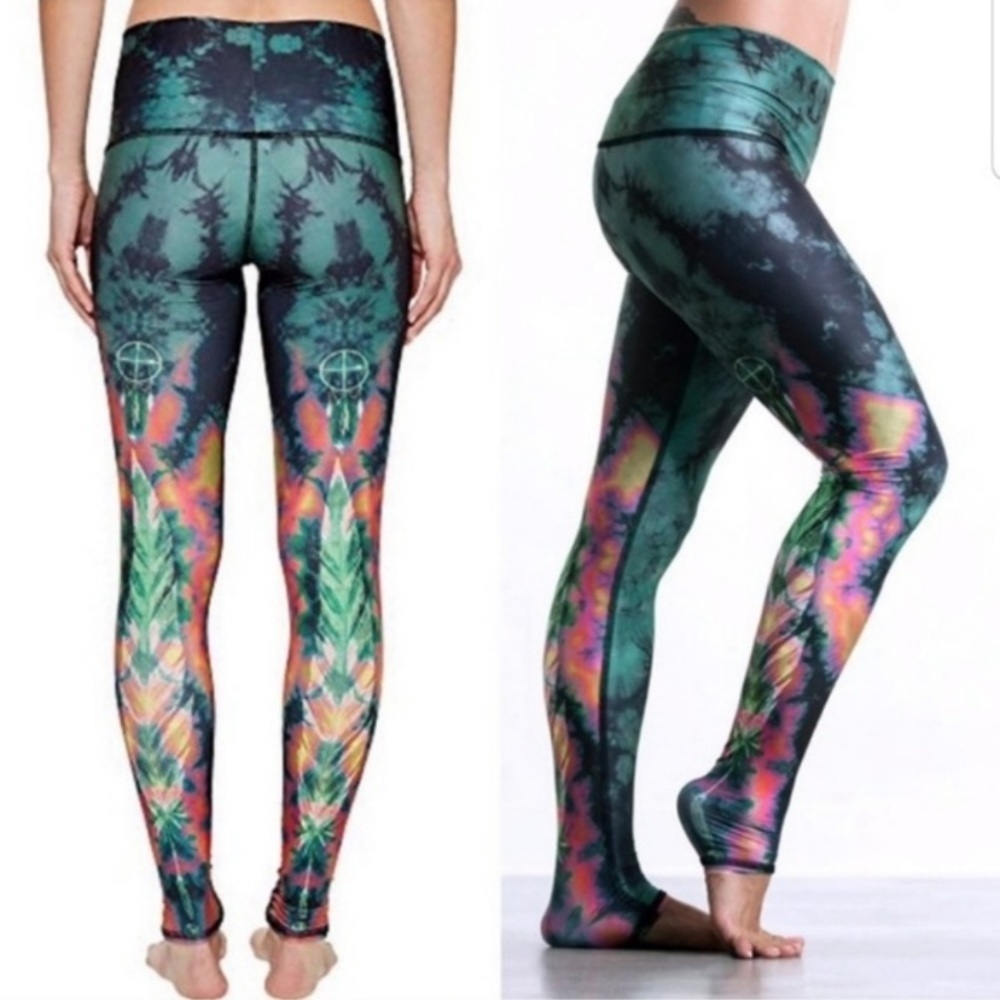 Teeki Green Eagle Feather Leggings All Sizes NWT